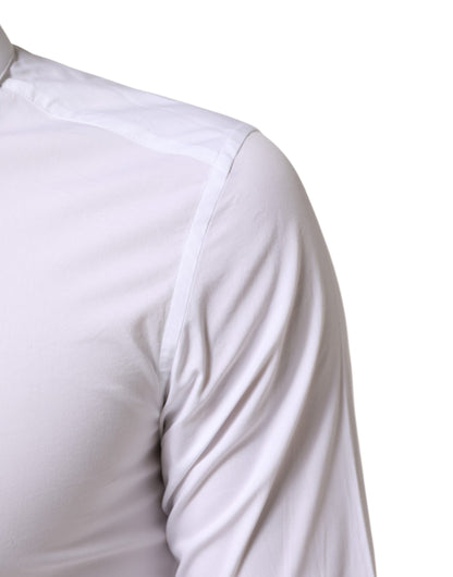Dolce & Gabbana White GOLD Cotton Long Sleeves Dress Men Shirt