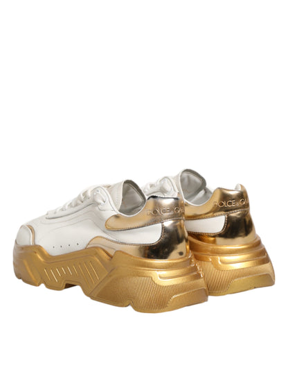 Dolce & Gabbana White Gold DAYMASTER Leather Sneakers Womens Shoes