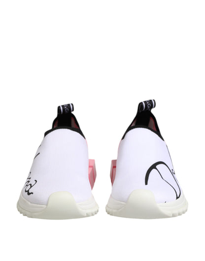 Dolce & Gabbana White Pink Low Top Sorrento Sneakers Shoes