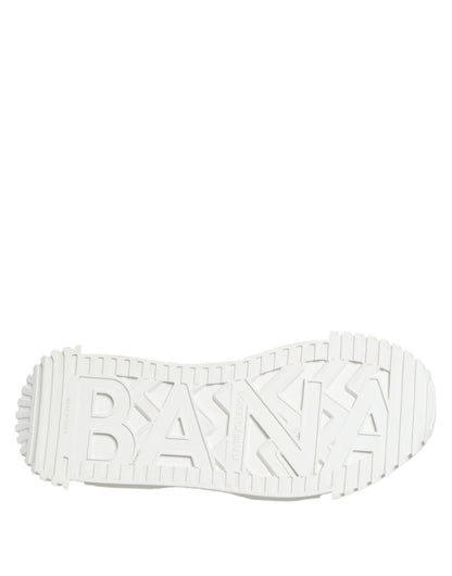 Dolce & Gabbana White NS1 Canvas Leather Embellished Sneakers Shoes
