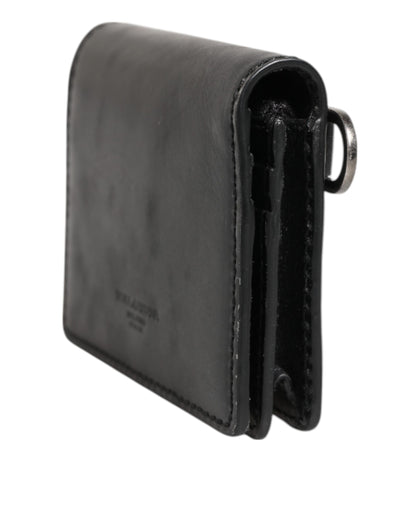Dolce & Gabbana Black Leather Bifold Card Holder Mens Coin Purse Key Clip Wallet