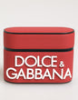 Dolce & Gabbana Red White Silicone Embossed Logo Accessory Airpods Case