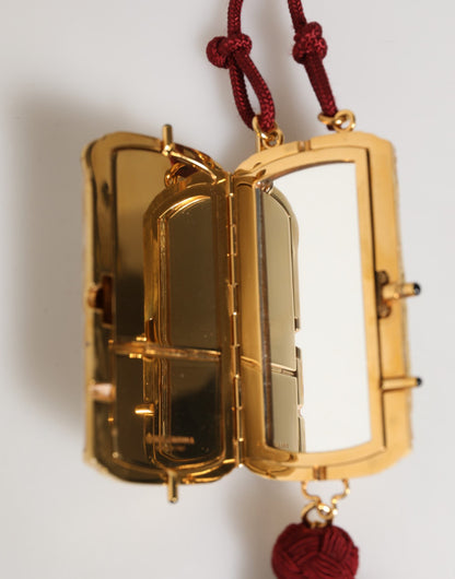Dolce & Gabbana White Resin Gold Metal Crossbody Mini Purse Pendant Bag