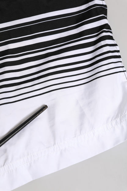 Dolce & Gabbana Black White Striped DG Logo Men Short  Swimwear