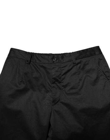Dolce & Gabbana Black Cotton Tapered Men Formal Trousers Pants