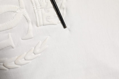 Dolce & Gabbana White Cotton DG Crown Embossed Men T-shirt