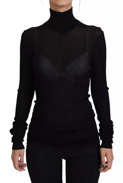 Dolce & Gabbana Black Turtleneck Slim Fit Pullover Sweater