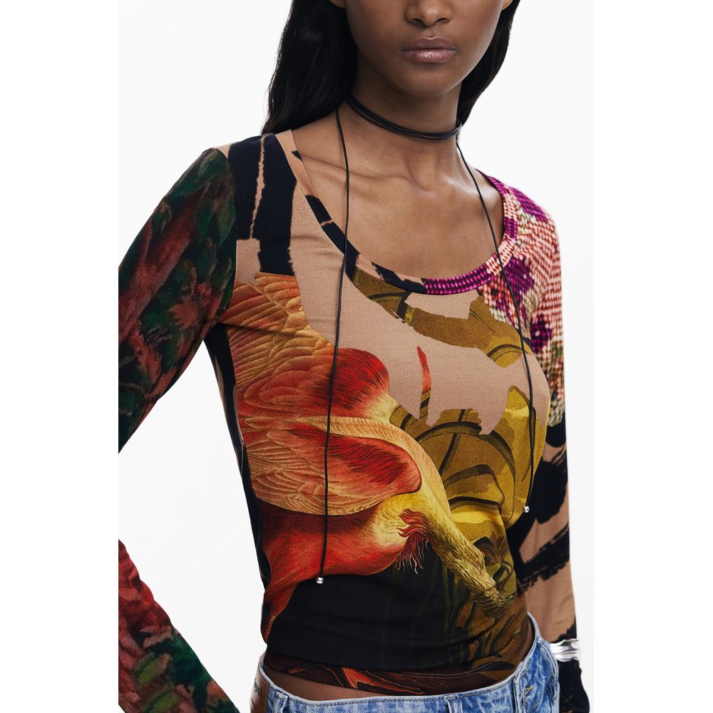 Desigual Marrone Viscosa Women T-Shirt