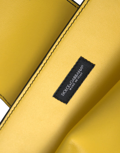 Dolce & Gabbana Yellow Smooth Leather DG Logo Clutch Crossbody Case Bag