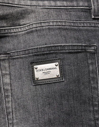 Dolce & Gabbana Black Gray Wash Slim Fit Straight Leg Denim Jeans