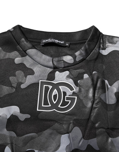 Dolce & Gabbana Black Camouflage Round Neck Sweatshirt Sweater