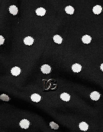 Dolce & Gabbana Black White Stripe Polka V-Neck Pullover Sweater