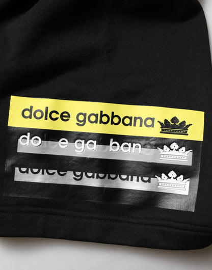 Dolce & Gabbana Black Cotton Mid Waist Casual Bermuda Short