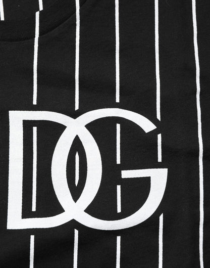 Dolce & Gabbana Black Cotton Polka Dots Round Neck T-shirt