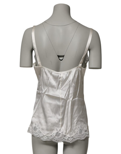 Dolce & Gabbana Off White Floral Lace Tank Lingerie Top Underwear