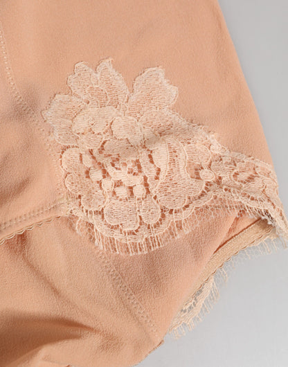 Dolce & Gabbana Beige Silk Stretch High Waist Girdle Underwear