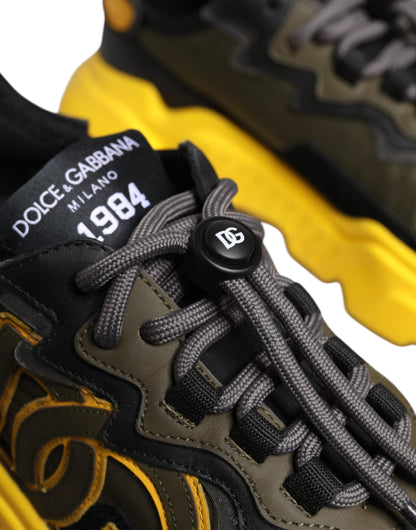Dolce & Gabbana Black Yellow Daymaster Low Top Sneakers  Shoes
