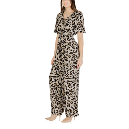 ICHI Beige Viscose Jumpsuit