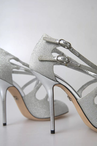 Dolce & Gabbana Silver Shimmers Sandals Heel Pumps Shoes