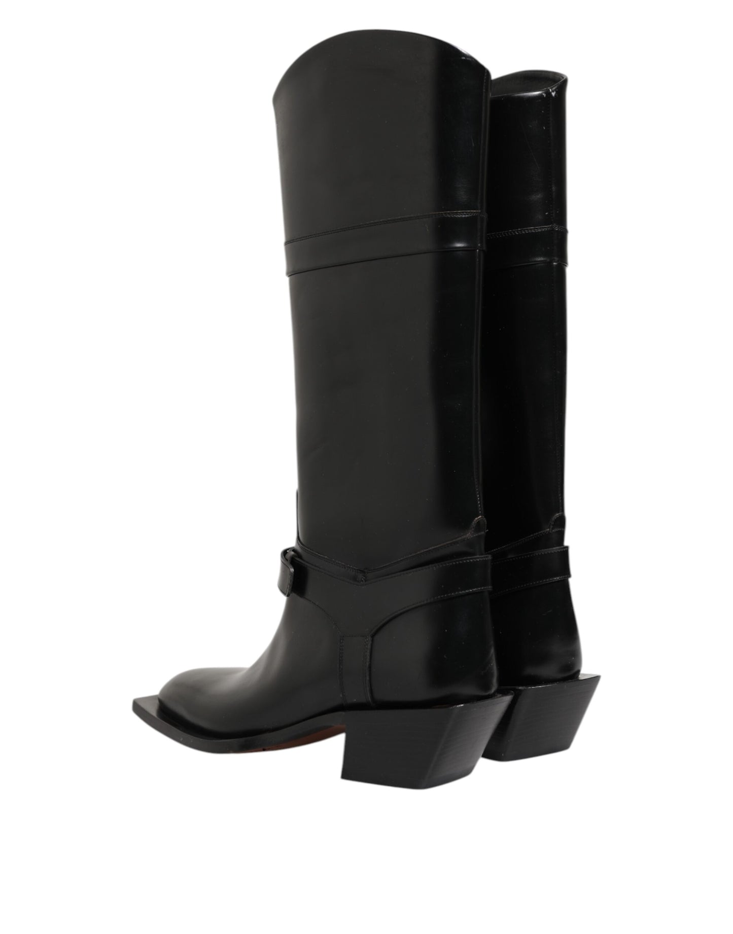 Dolce & Gabbana Black Logo Plaque Over The Calf Boots Shoes