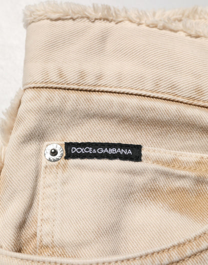 Dolce & Gabbana Beige Cotton Straight Denim Trouser Jeans