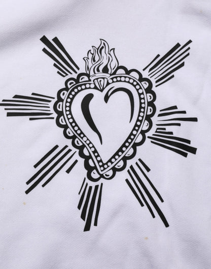 Dolce & Gabbana White Sacred Heart Hooded Sweatshirt Sweater
