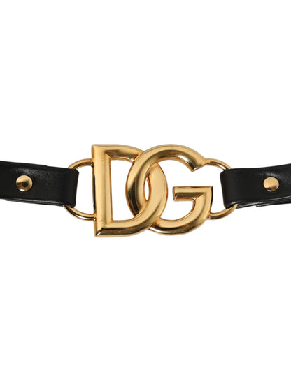 Black Leather Gold Chain Bag Accessory Shoulder Strap