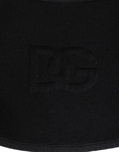 Dolce & Gabbana Black Lace Stole Knitted DG Logo Men One Size Scarf