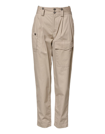 Dolce & Gabbana Beige Cotton Tapered Cargo Men Trouser Pants