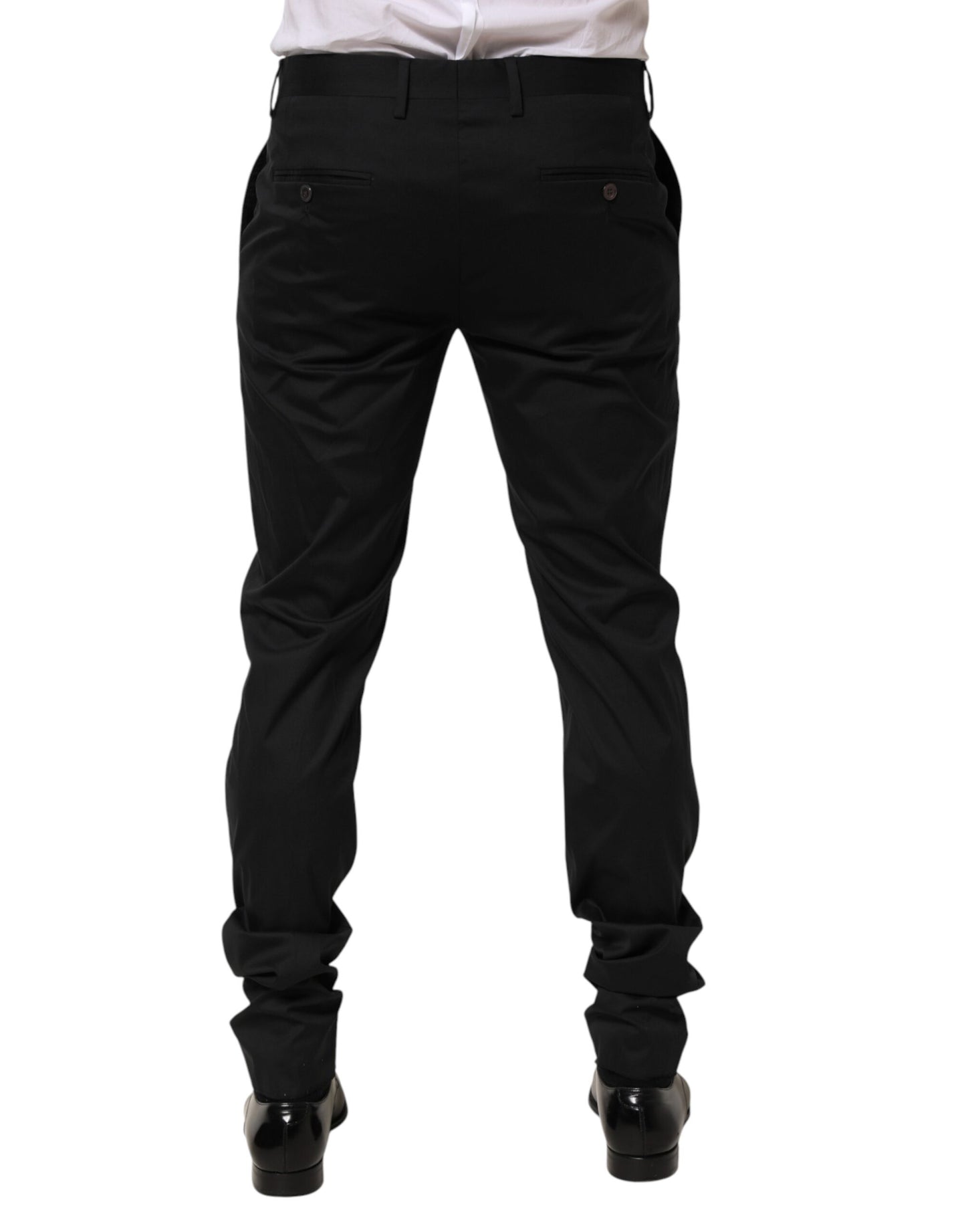 Dolce & Gabbana Black Cotton Formal Dress Men Trouser Pants