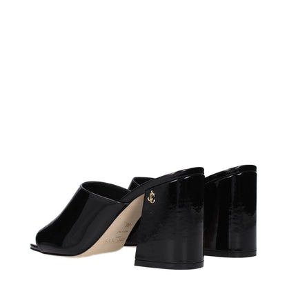 Jimmy Choo Black Leather Platform Sandals