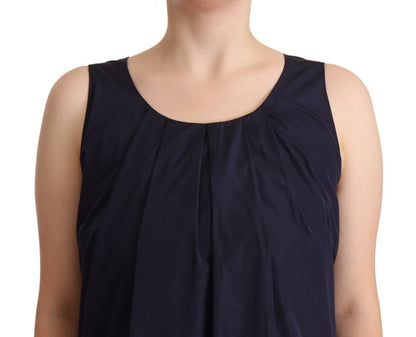 P.A.R.O.S.H. Navy Blue Sleeveless Round Neck Mermaid Long Dress
