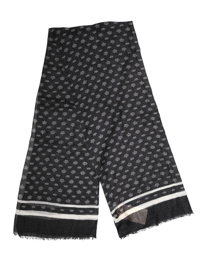 Dolce & Gabbana Black Crown Cashmere Neck Wrap Shawl Scarf