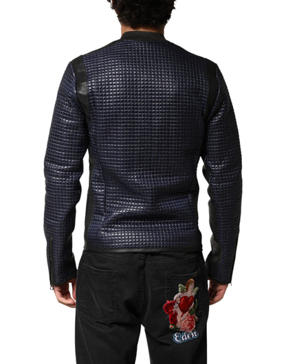 Dolce & Gabbana Blue Nylon Full Zip Bomber Men Jacket