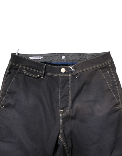 Jeckerson Dark Gray Mid Waist Skinny Fit Men Denim Trouser Jeans