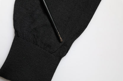 Dolce & Gabbana Black Cashmere V-Neck Men Pullover Sweater