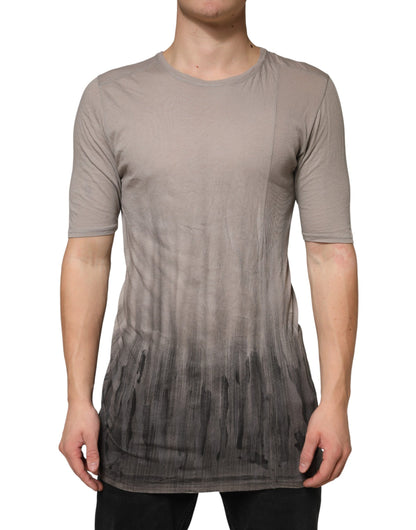 Laneus Gray Two Tone Cotton Round Neck Short Sleeves T-shirt