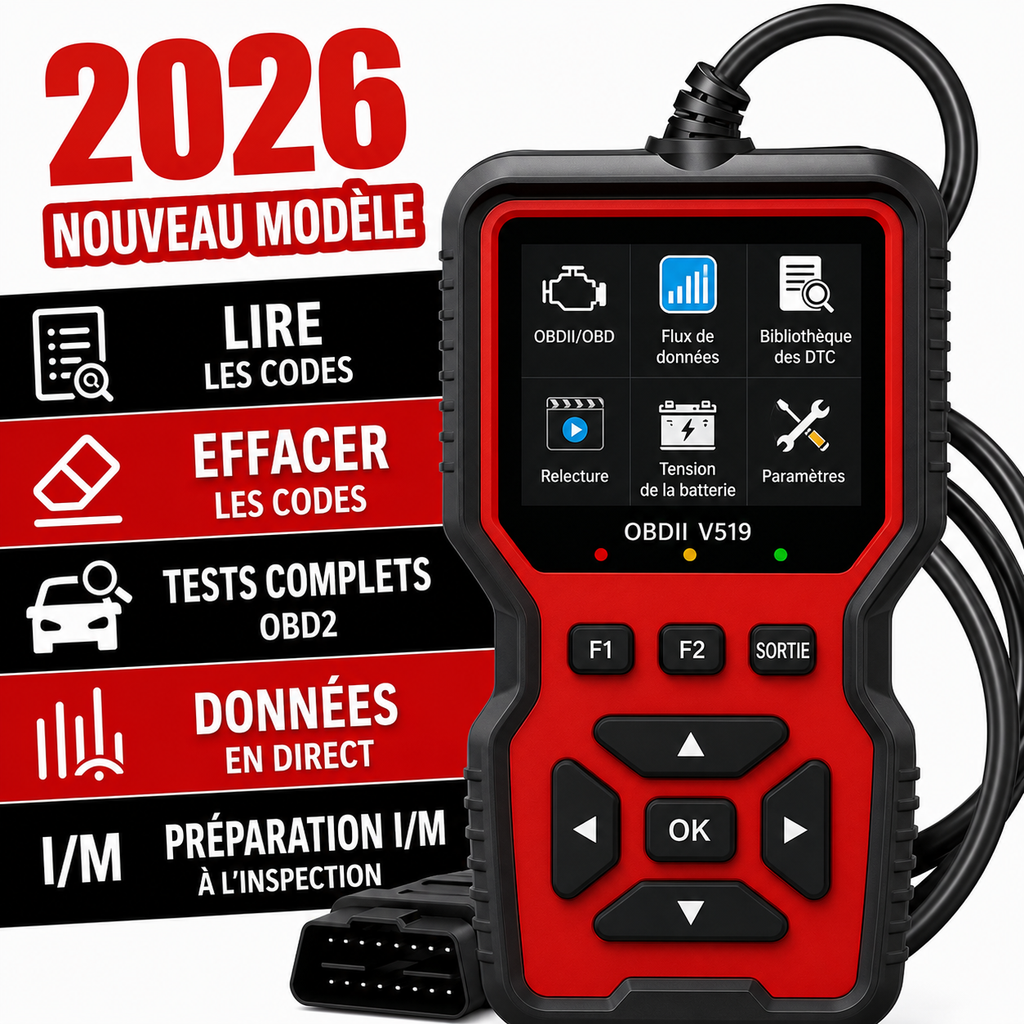 Scanner OBD2 professionnel V519 - Outil de diagnostic automobile alimenté par USB avec flux de données en temps réel, tests OBD II complets (I/M Ready, Bod2/Eobd), efface les voyants de panne du moteur, lit/efface les code