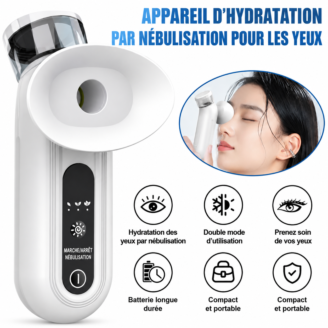 Vaporisateur Oculaire Hydratant – Soin Yeux Secs Portable Rechargeable