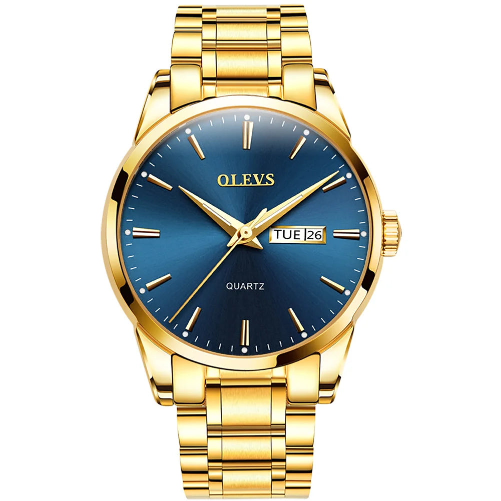 Montre Homme  Gold — Acier Inoxydable, Lumineuse & Waterproof