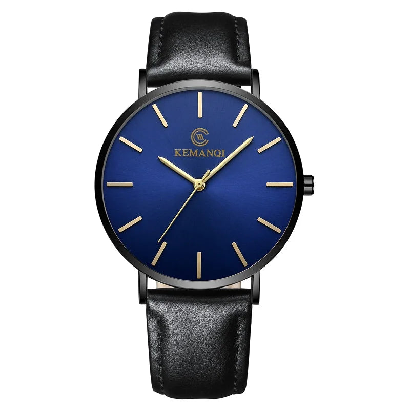 Montre Quartz Homme Ultra-Mince — Bracelet Cuir, Style Business & Luxe