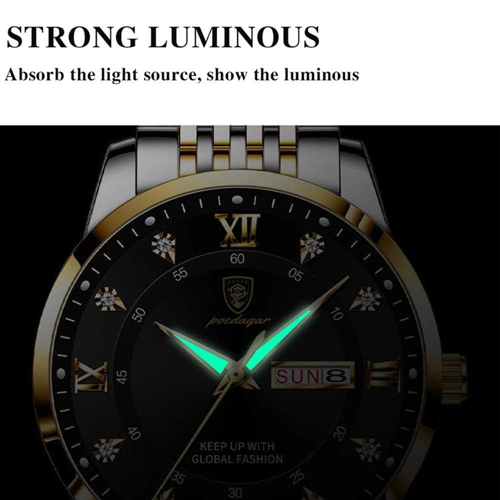 Montre Homme — Quartz Chronomètre, Acier Inoxydable & Waterproof 30ATM