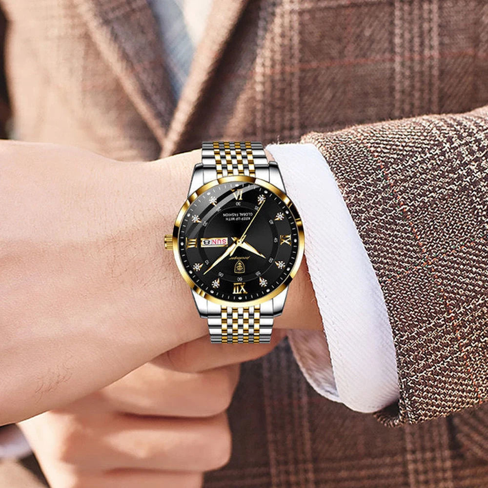 Montre Homme — Quartz Chronomètre, Acier Inoxydable & Waterproof 30ATM