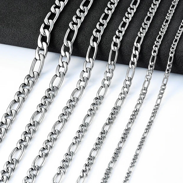 Collier chaîne Figaro à maillons en acier inoxydable pour hommes et femmes, Punk Boy, couleur argent, ras du cou, bijoux en métal, accessoires, cadeau, 3-11,5mm