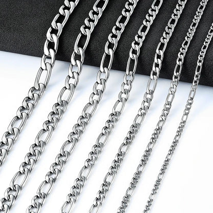 Collier chaîne Figaro à maillons en acier inoxydable pour hommes et femmes, Punk Boy, couleur argent, ras du cou, bijoux en métal, accessoires, cadeau, 3-11,5mm