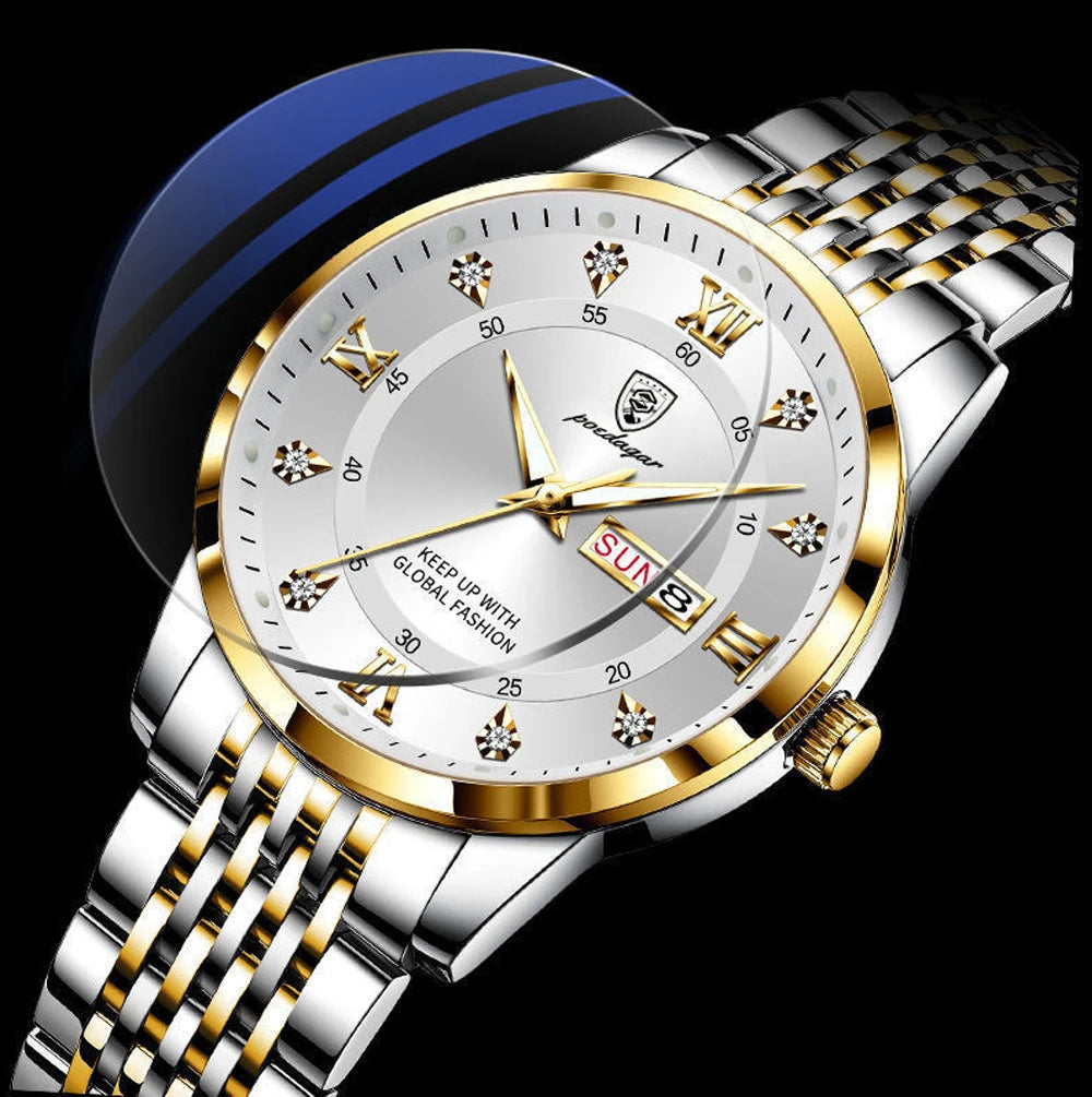 Montre Homme — Quartz Chronomètre, Acier Inoxydable & Waterproof 30ATM
