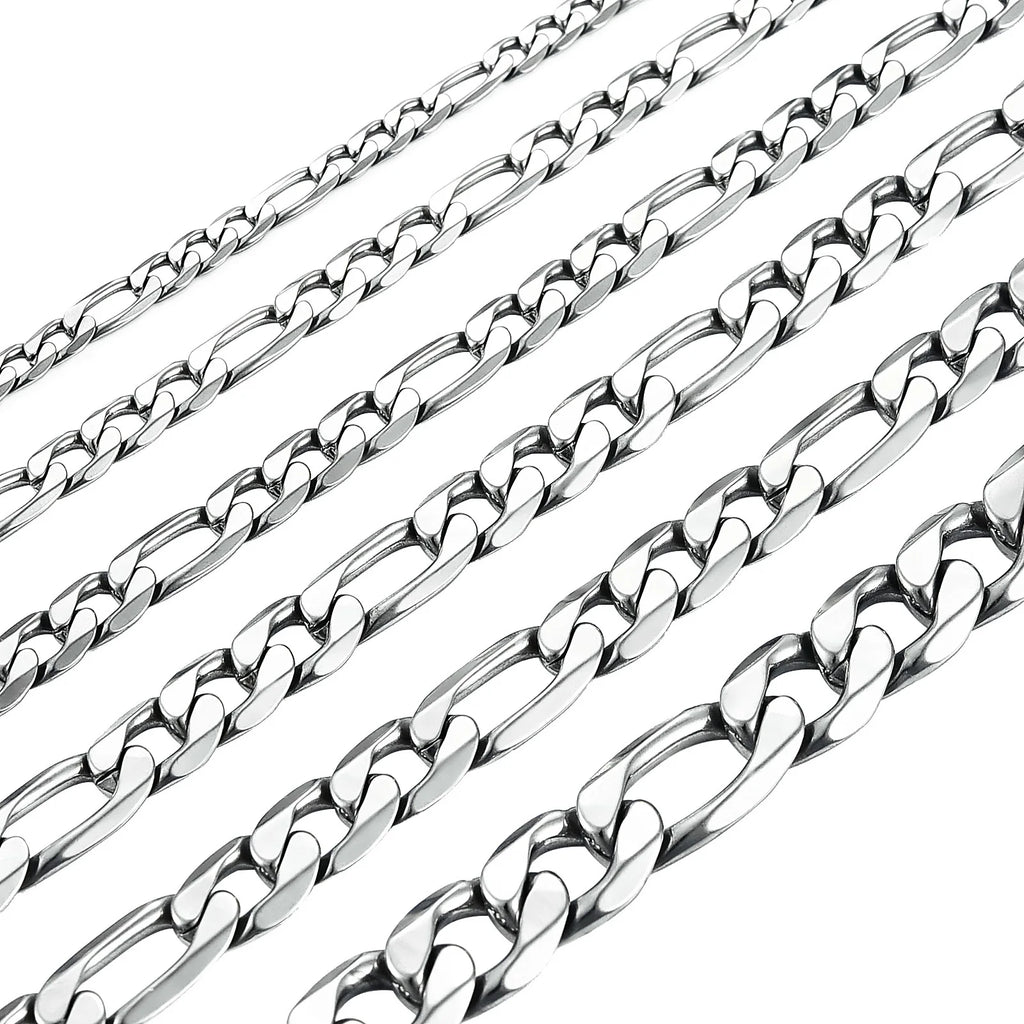 Chaîne Figaro à maillons en acier inoxydable, étanche, couleur argent de haute qualité, collier pour hommes et femmes, bijoux à la mode, cadeau de noël