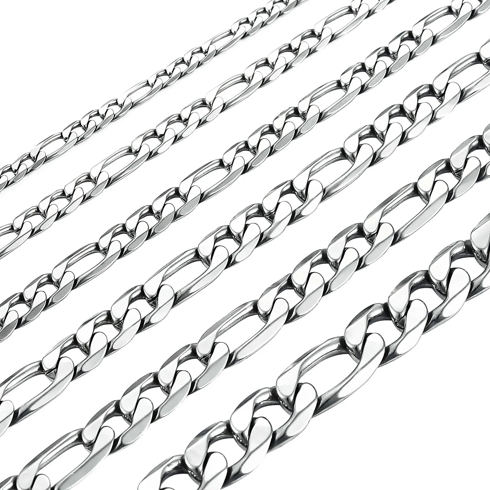 Chaîne Figaro à maillons en acier inoxydable, étanche, couleur argent de haute qualité, collier pour hommes et femmes, bijoux à la mode, cadeau de noël
