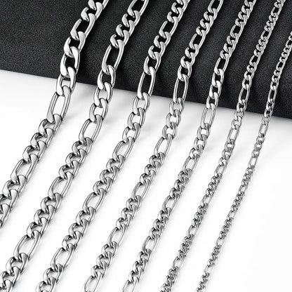 Collier chaîne Figaro à maillons en acier inoxydable pour hommes et femmes, Punk Boy, couleur argent, ras du cou, bijoux en métal, accessoires, cadeau, 3-11,5mm