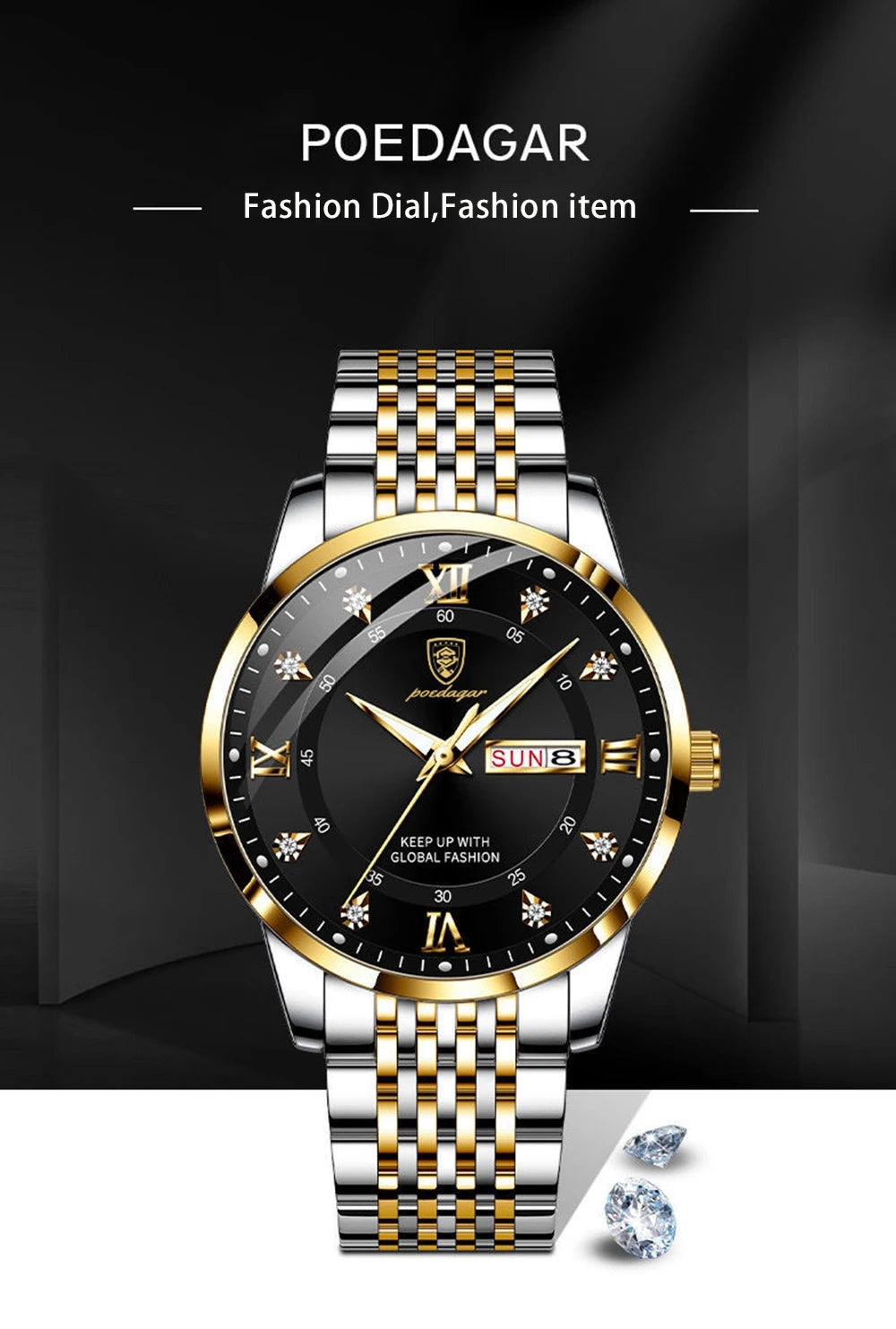 Montre Homme — Quartz Chronomètre, Acier Inoxydable & Waterproof 30ATM